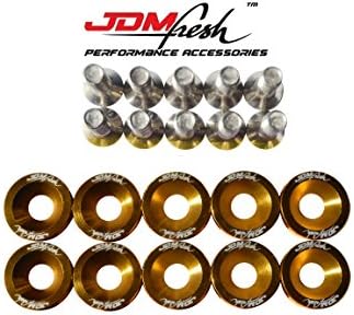 JDMFresh - Gold CNC Billet Aluminum Engine Bay Fender Washer Bolt Dress Up Kit For 8mm