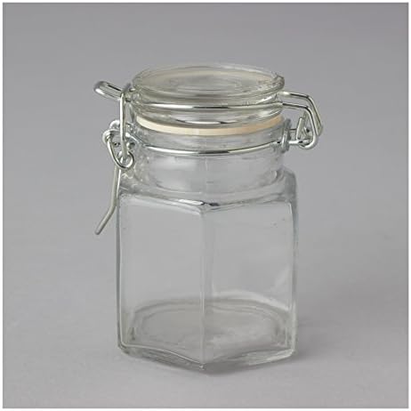 Glass Jar With Glass/Metal Snap Lid, 6-sided, 3.25" X 2.5" Set of 12