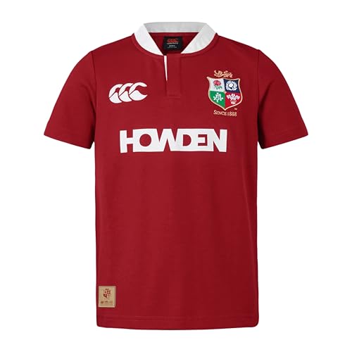 British & Irish Lions Canterbury Adult Unisex Official Canterbury Short Sleeve Classic Rugby Jersey | Relaxed Fit | Soft Feel, Red Dahlia, XS