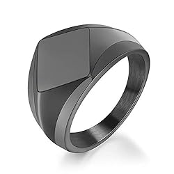 MYNENEY Stainless Steel Square Shape Signet Style