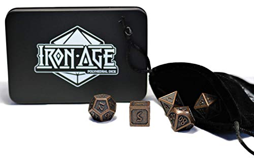 image for Iron Age Dice Ancient Copper Metal Dice Set - Polyhedral Role Playing 