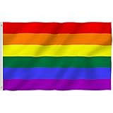 ANLEY [Fly Breeze] 3x5 Foot Rainbow Flag - Vivid Color and UV Fade Resistant - Canvas Header and Double Stitched - Gay Pride Banner Flags Polyester with Brass Grommets 3 X 5 Ft