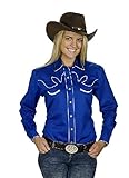 Womens Cotton Retro Western Cowboy Shirt-Royal-Small