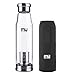 MIU COLOR Glass Water Bottle - BPA-Free Bottle with Infuser and Nylon Sleeve, 22 Ounce, Black