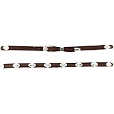 M&F Western Products Genuine Leather Hatband with Oval Silver Conchos, 27" x 3/8"