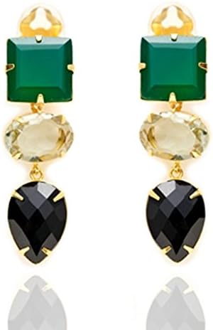 Stylish Handmade Claw set earring with multi stone set in gold plated brass