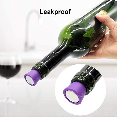 6PCS Wine Stoppers, AK1980 Silicone Reusable Sparkling Wine Bottle