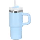 Muwnrol 14 Oz Tumbler with Handle and Straw for Kids, Stainless Steel Vacuum Insulated Tumbler Keep Cold Heat and Ice, Gifts for Children Cups (Sky Blue)