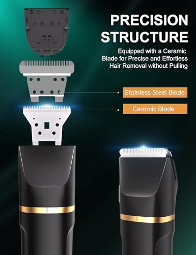 Men's Intimate Shaver, 3-in-1 Nose Hair Trimmer and Razor, Electric with Standing Charging Station, Wet and Dry Use, Razor Men's Intimate Area for Chest Legs Armpit Groin Nose, IPX7