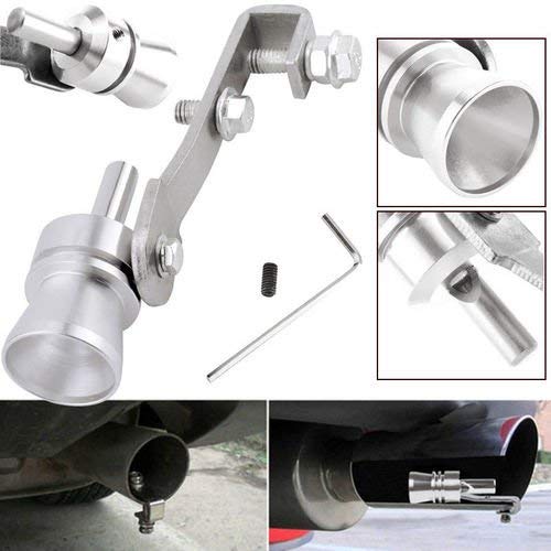 1pc Universal Car Silver Turbo BOV Sound Whistle Simulator Pipe Exhaust Muffler New (Silver)