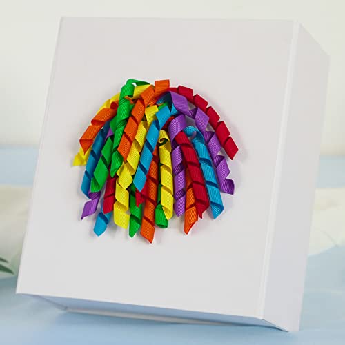 HUIHUANG Curly Ribbon Bow Rainbow Ribbon Gift
