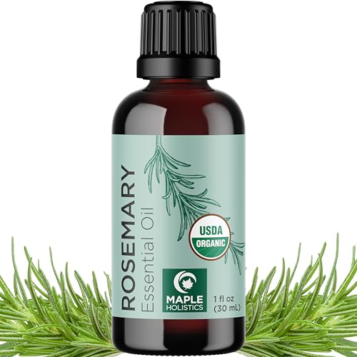 Certified Organic Rosemary Oil for Hair - Pure USDA Organic Rosemary Essential Oil for Hair Skin and Nails Plus Aromatherapy - Organic Hair Oil for Dry Scalp Treatment and Enhanced Volume and Shine