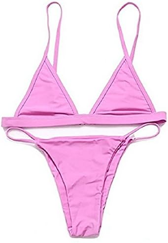 YOKO Women's Bikini Set Triangle Top Brazilian Bottom Swimwear Seperates - 2 Pcs (L, Pink)