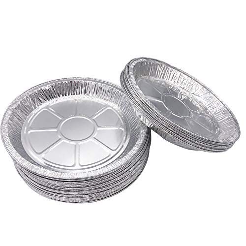 Premium Aluminum Foil Pudding Dishes Flan Pie Pans 50pcs/Set. Disposable Tin Plates for Pies Tart Quiche (⌀ 9" inch (50pcs))