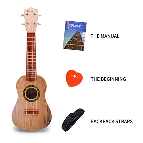 YOLOPLUS+ 21 Inch Kids Ukulele Guitar Toy 4 Strings Mini Children Musical Instruments Educational Learning Toy for Toddler Beginner Keep Tone Anti-Impact Can Play With Picks and Strap Primary Tutorial - Thumbnail 4