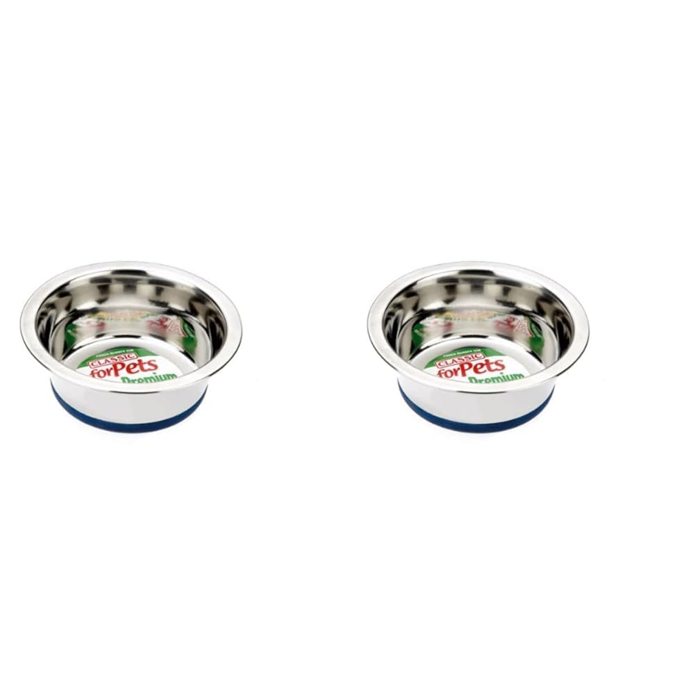 Classic Pet Products Non-Slip Stainless Steel Dish (400 ml - 135 mm, 5.25 inch Diameter Dog Bowl) (Pack of 2) โ image 1