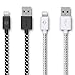 Go Beyond(TM) 10 Feet 8 Pin iPhone 5/6 USB Data Sync / Charging Cable for iPhone 6/6 Plus, iPhone 5/5S/5C , iPad Mini, iPod Touch 5th Generation (White Nylon Cable+Black Nylon Cable). SHIPPED IN SAME BUSINESS DAY. Compatible with iOS 8