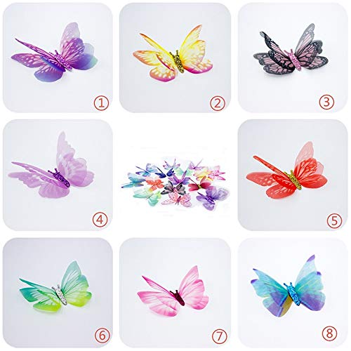 Kleurrijke vlinders set, nylon vlinders draad vlinder met delicate edelsteen, organza vlinder twee lagen lint bloemen… - Afbeelding 4