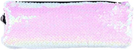 Clearance Sale!💝Lookhy Fashion Outdoor Solid Color Sequins Handbag Shoulder Ladies,Portable Double Color Students Pencil Case for Girls Women Purse Make Up Pouch with Zip