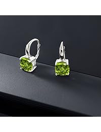 4.90 ct cojín Peridoto Verde 925 arete de plata de ley