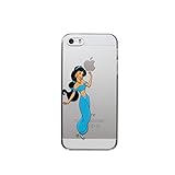 Disney Princess Eating/ Holding Apple logo Sleeping Beauty Aurora Cinderella Tangled Rapunzel Alice in Wonderland Aladdin Jasmine Snow White Frozen Elsa The Little Mermaid Ariel Holding Logo Clear Hard skin Case For Apple iPhone 5 5S (Jasmine 5/5S)
