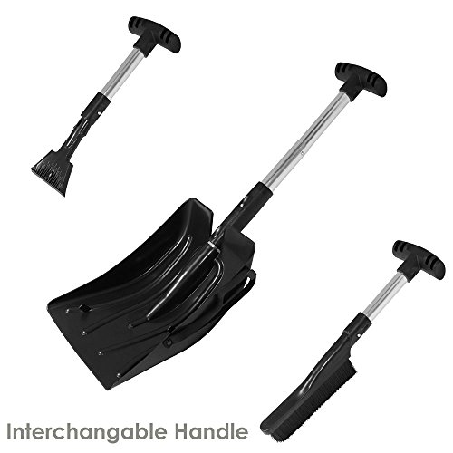 CASL Brands 3-in-1 Emergency Snow Shovel Removal Kit for Car and Truck, Portable Compact Design, Includes Carrying Bag, Scraper, and Brush