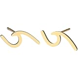 RUIZHENGold Silver Simple Ocean Wave Sea Beach Stud Earrings for Surfer Lover