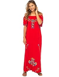 Back From Bali - Vestido largo con bordado mexicano para mujer, maxi largo, vestido de verano campesino para mujer sin hombros