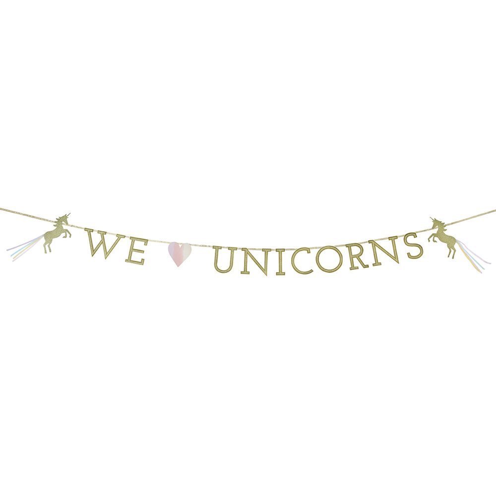 Talking Tables We Heart Unicorn Paper Garland with 13 pennants, Tassels and Glitter, Cardboard, Multicolour, 0.7 x 24 x 20 cm