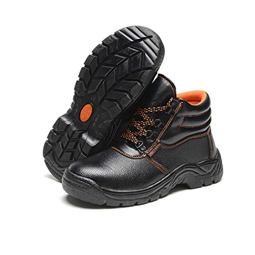 KMF Men's Work Safety Boots Steel Toe Puncture Proof Waterproof Footwear Industrial and Construction Black