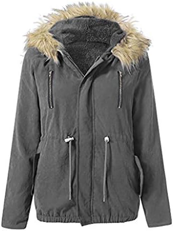 Womens Fashion Warm Military Hooded Jacket Casual Faux Fur Coat Outwear