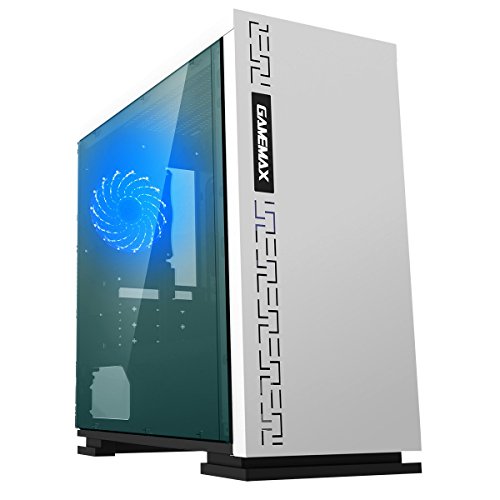 GameMax Expedition MATX PC Gaming Case, Micro-ATX Mobo Compatibility, Full Windowed Side Panel, 1 x 120mm Blue LED Fan Included, Water Cooling Ready, 1 x USB3.0, 2 x USB2.0 | White