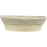 Agile-Shop Oval Long Banneton Brotform Bread Dough Proofing Rising Rattan Handmade Basket &amp; Liner (10)
