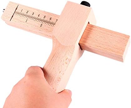 ERTIANANG 1 Set Wooden Leather Cutter Strip Strap With 5 Blades+1 Iron Sheet+1 Strap Cutter Craft Tool Adjust