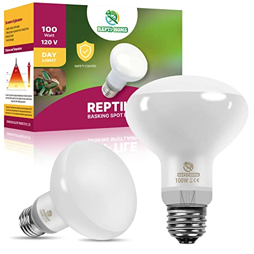 REPTI HOME バスキングライト 爬虫類 サングロー 100W 2個 爬虫類 ライト 紫外線ライト 爬虫類 日光模擬 UVA＆昼用集光型スポットランプ 爬虫類 保温電球 ヒゲドラゴン、トカゲ、亀等用