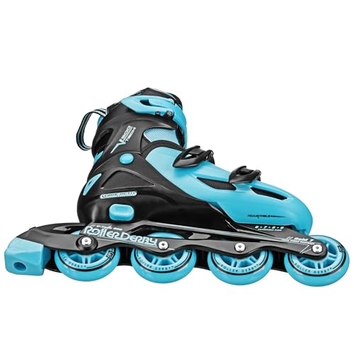 Roller Derby V-Tech 500 Adjustable Performance Inline Skates for Men, Women, Kids, Teens, Large (6-9), Black/Blue