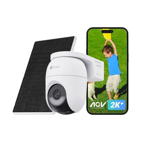 EZVIZ HB8c Kit, 4MP, Cámara WiFi 360 con Batería y Panel Solar, Exterior, Modo AOV Grabación Continua con Consumo Optimizado, Detección Humano/Vehiculo, Seguimiento Inteligente, Vision Nocturna Color