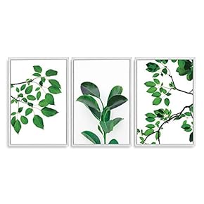 3 Piece Framed Canvas Wall Art for Living Room, Bedroom Green Plants Theme Canvas Prints for Home Decoration Ready to Hang - 16"x24"x3 Panels