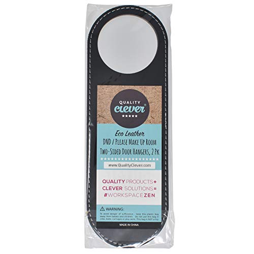 Do Not Disturb/Please Make Up Room Hotel Door Hanger, 2 Pack, Executive Quality Door Hanger, Eco Leather Hotel Style