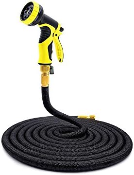 Zhjdongtuo Expandable Water Hose With Best Available- Flexible Triple Layer Latex，Strongest Brass Connections， 9-Pattern Spray Nozzle And High Presure (50FT)
