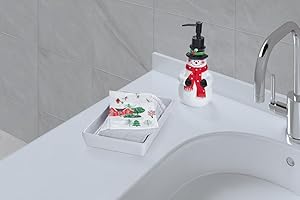 Indecor Home Snowman Designed, 3Piece Lotion Pump Set, Festive Christmas Bathroom Decor Accessories White