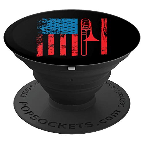 Trombone Player USA Flag Gift Accessories for Men Women Kids PopSockets Grip and Stand for Phones and Tablets