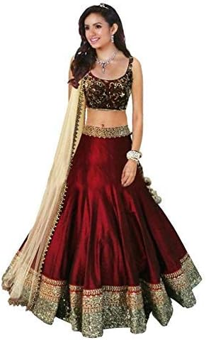 Millie Trandz Women's Banglori Silk Lehenga Choli, Free Size (Maroon)