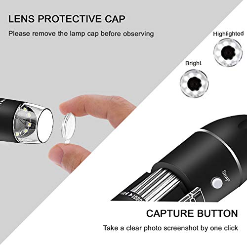 Digital USB Microscope 40X to 1000X, 8 LED Magnification Mini Handheld Endoscope Camera with Stand, Compatible with Windows 7 8 10 Android Mac Linux