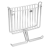 InterDesign Classico Wall Mount Newspaper and Magazine Rack with Toilet Paper Dispenser - Chrome (Kitchen)