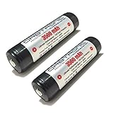TWO Protected ORBTRONIC 3500mAh ORB3500P Rechargeable 3.7V Button Top High-Power Li-ion Batteries - For High Performance LED FLASHLIGHTS ONLY - (Battery Case Included)