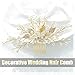 Unicra Wedding Leaf Decorative Hair Comb Bridal Hair Accessories with Pure Bead for Brides and Bridesmaids (Gold)