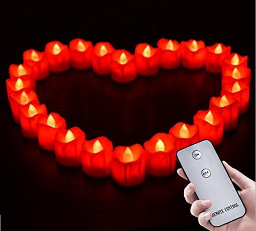 MEAILE Tears Flameless Candles LED Candle,Devotional Candles,Seasonal Celebration Candles,Votive LED Tea Light with Timer/Fake Candles Holiday Wedding Decorations,Pack of 24-Red (Red)