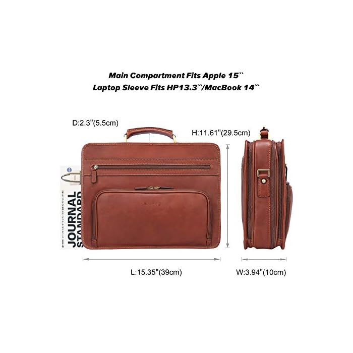 Banuce Full Grains Italian Leather Briefcase for Men 14 Inch Laptop