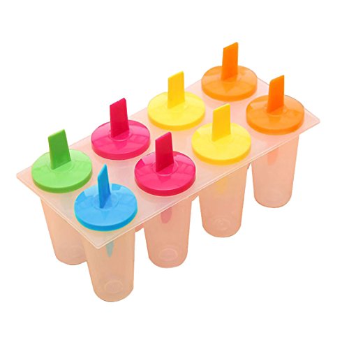 Ice Lolly Moulds,Ice Cream Molds Moulds, Popsicle Molds Set, Reusable Silicone Frozen DIY Ice Pop Maker, 8-Cell For Bar Tray Kitchen Tool with Non-toxic, Rectangle Shaped